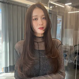 セミロング 髪質改善/韓国ヘア 顔まわり特化yutoのヘアスタイル