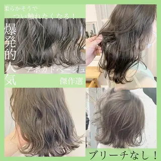 ミディアム カラー パーマ ヘアアレンジ メンズ キッズ ネイル マツエク・マツパ ハイトーンボブ 前田 表参道　グレージュのヘアスタイル