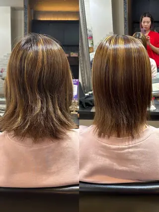 ミディアム きむえり/髪質改善 /うねり広がり改善のヘアスタイル