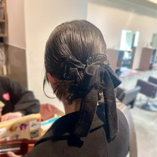 ミディアム ヘアアレンジ 縮毛矯正+モテカラー 🎀✨MIHOのヘアスタイル
