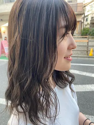 ミディアム カラー 森貴裕/ベージュ/ パーマ/オリーブのヘアスタイル