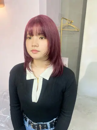 ミディアム カラー 前橋 姫奈のヘアスタイル