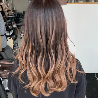 セミロング カラー Lull1人美容室 バレイヤージュのヘアスタイル