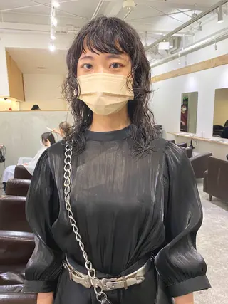 ミディアム パーマ 森貴裕/ベージュ/ パーマ/オリーブのヘアスタイル