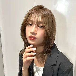 ミディアム カラー 韓国ヘア×レイヤー カット/上田丈也のヘアスタイル