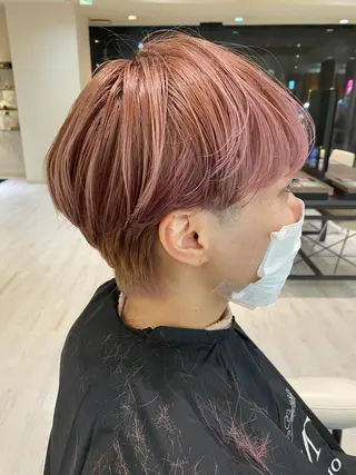 ショート カラー 小顔レイヤー/ ベージュ🤍Rieのヘアスタイル