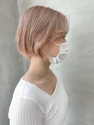 ミディアム カラー パーマ メンズ ハイトーン/レイヤー 🌸さくらのヘアスタイル