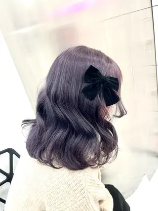 セミロング カラー ❤︎ワンホンガーリー なハイトーンヘア❤︎のヘアスタイル