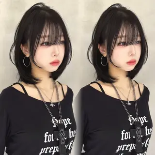 ミディアム カラー パーマ 透明感カラー/艶髪/ 縮毛矯正/たくまのヘアスタイル