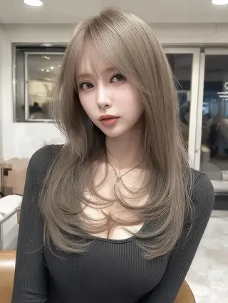 セミロング 福園 弘郁のヘアスタイル