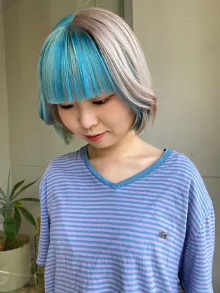 ミディアム カラー レイヤーカット/ ダブルカラーサクライのヘアスタイル