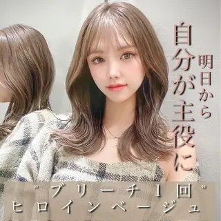 セミロング カラー ヘアアレンジ 透明感カラー×小 顔レイヤー♡ヒデさんのヘアスタイル