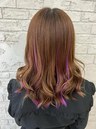 セミロング エクステ＆艶カラー 🎀YURINA🎀のヘアスタイル