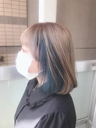 ミディアム カラー 岩谷/ブリーチ 🪽透明感カラーのヘアスタイル
