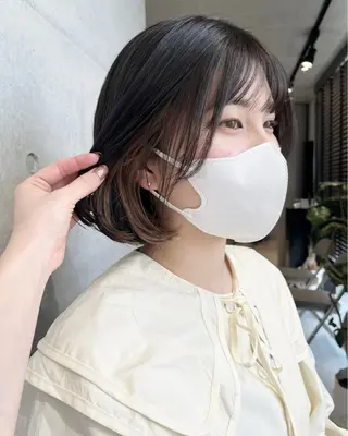 セミロング カラー パーマ ヘアアレンジ 透明感/オリーブ/ グレージュ/YUKAのヘアスタイル