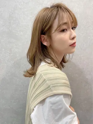 セミロング カラー 🫧透明感カラー🫧 古川穂果のヘアスタイル