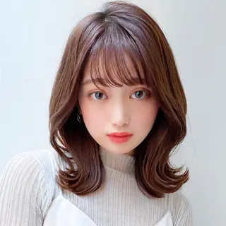 ミディアム カラー パーマ モテ髪×トレンド💕 小顔レイヤー 金井のヘアスタイル