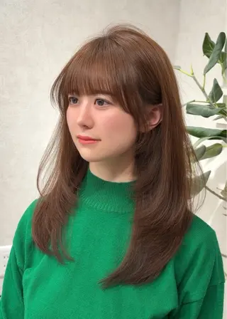 セミロング 結べるレイヤーカット /カラー/あさかのヘアスタイル