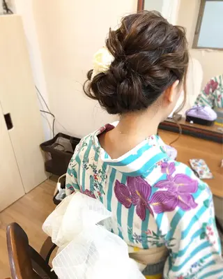 セミロング ヘアアレンジ 早朝✨ヘアセット 着付け/清水玲歌のヘアスタイル