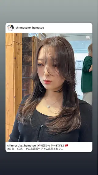 ミディアム カラー 【韓国レイヤー特化 ハッシュカット】のヘアスタイル