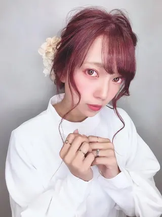 ミディアム カラー パーマ ヘアアレンジ EIGHTSOL博多 筑紫口店 溝口里穂のヘアスタイル