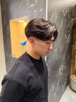 ミディアム パーマ メンズ 💈原宿指名No.1 センターパート💈のヘアスタイル
