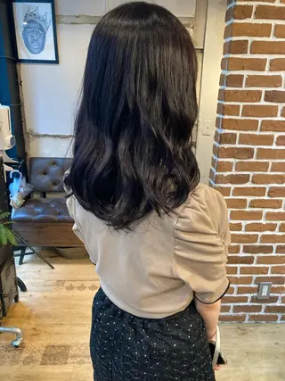 ミディアム ✨色持ちの良い艶 カラー✨蟹江真世のヘアスタイル