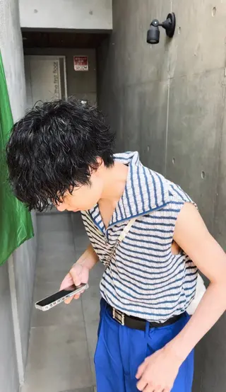 ショート パーマ メンズ 原宿↔︎浦和　美容師 折笠　亮のヘアスタイル