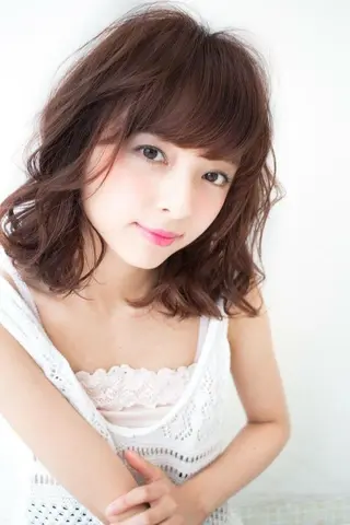 ミディアム セミロング カラー パーマ 内藤 達也のヘアスタイル