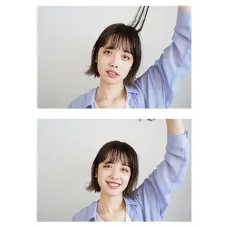 ミディアム カラー ヘアアレンジ 🫧透明感カラー/ ボブ/小笠原汐海🪽のヘアスタイル