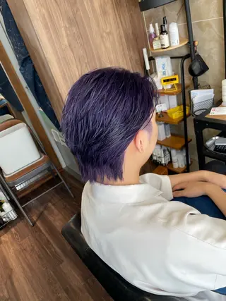 ショート カラー メンズ Lull1人美容室 バレイヤージュのヘアスタイル