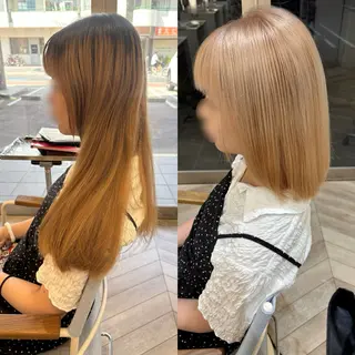 ミディアム ブリーチなしwカラー メンズパーマ新居見のヘアスタイル