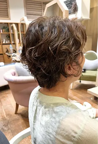 ショート パーマ 暖色カラー/ダブル カラー/名古屋/辻のヘアスタイル