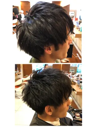 ショート メンズ 塩谷黎✨イルミナ カラーメンズパーマ✨のヘアスタイル