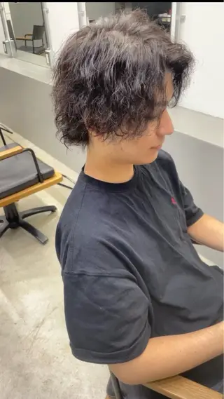 ミディアム パーマ メンズ メンズ専門サロン wokeのヘアスタイル