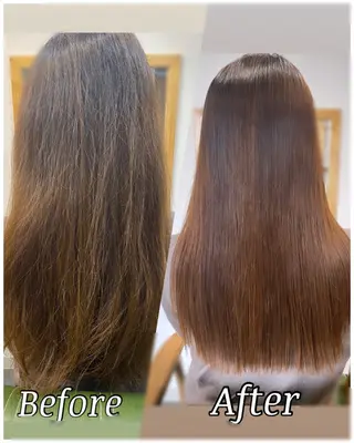 セミロング 【髪質改善・矯正 ・ハイライト】ハナカのヘアスタイル