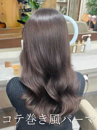 ロング パーマ コテ巻き/パーマ/艶 透明感/荻原凜太郎のヘアスタイル