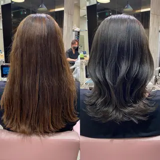 ミディアム カラー 顔まわりカット🌟 くびれヘア/寺門遥輝のヘアスタイル