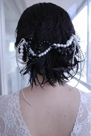 ショート ヘアアレンジ tukka soin KOBE所属・NAGI ヘアメイクのヘアスタイル