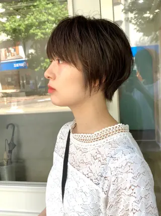 ショート カラー ✨コテ巻き風パーマ ✨川合佑哉のヘアスタイル