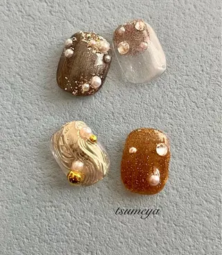 ネイル tsumeya ゆるかわ手描きネイルのネイルデザイン