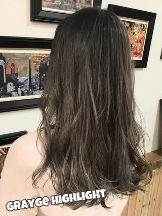 ロング カラー パーマ ヘアアレンジ 吉田裕太/ハイライト ダブルカラーのヘアスタイル
