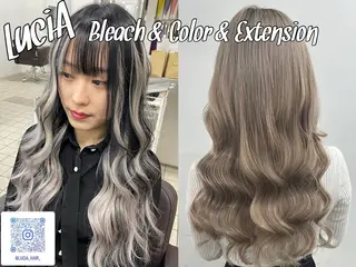 ロング ヘアアレンジ カラー MISAKIエクステ ブリーチ\5900のヘアスタイル