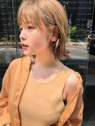 ショート カラー 結べるレイヤーボブ くびれLady表参道のヘアスタイル