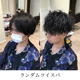 ショート カラー パーマ メンズ 関西センターパート メンズモデル募集のヘアスタイル