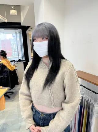 ロング カラー kanta 梅田 韓国ハイトーンのヘアスタイル