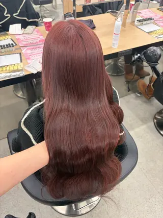 ロング カラー 💗愛され暖色💗 ピンク/レッド💗のヘアスタイル