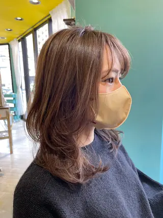 セミロング カラー 末石 智のヘアスタイル