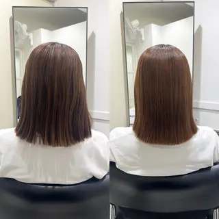 ミディアム レイヤーと縮毛矯正で 飯食ってる人のヘアスタイル