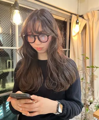ロング カラー レイヤーカット🍏 オリーブ/ののかのヘアスタイル